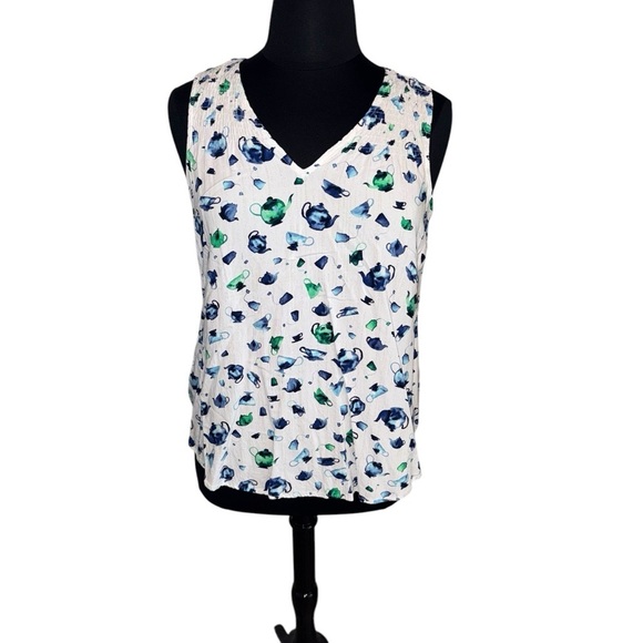 NIC+ZOE Garden Party Tank - Plus 1X White/Blue/Green - Picture 2 of 12